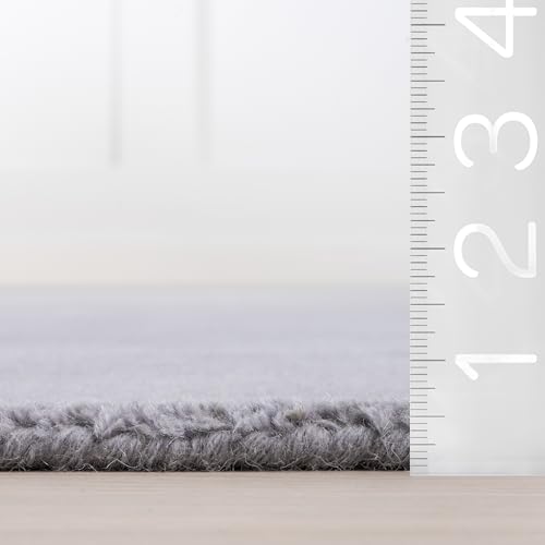 Image of Hand-Tufted Woolen Large Carpets for Living Room 12x18 feet Solid Silver Plain Anti-Skid Area Rug High Pile Thick Carpet & Rugs for Hall & Bedroom