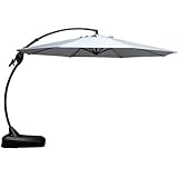 Grand patio 12 FT Sunbrella Cantilever Umbrella with Base Outdoor Round Aluminum Offset Umbrella Shade with Tilt Adjustment (Granite, 12 FT-SUNBRELLA)