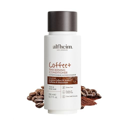 ALFHEIM Coffee+ Thickening Conditioner for Fine, Thin & Breakage-Prone Hair with Caffeine, Biotin & Arabica Coffee Oil, Strengthens, Hydrates & Boosts Volume, Paraben-Free, Sulfate-Free Travel Size