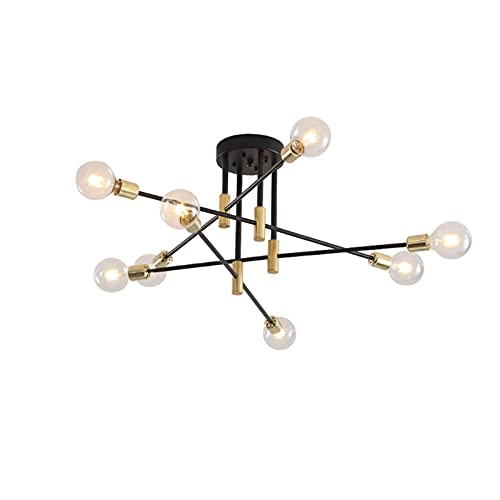 Plafonnier moderne E27 vintage noir et gold à lignes multiples - 4