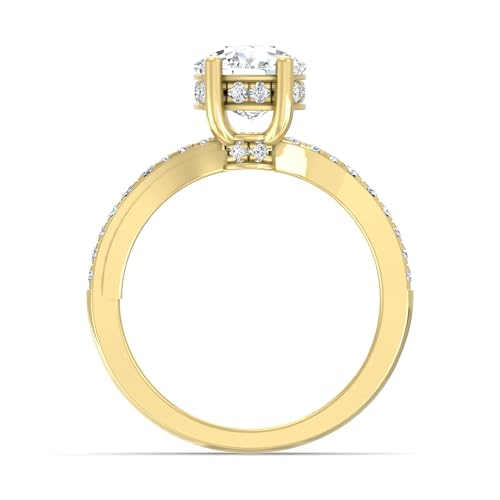 1 1/3 Carat - 3 1/2 Carat Cushion Shape Lab Grown Diamond Solitaire Engagement Ring | 10K, 14K Solid Yellow or White Gold Wedding Engagement Ring | D-F Color and VS Clarity3