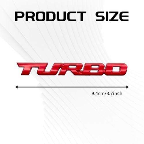 Image of Msyuusr 2PCS Turbo Car Emblem, Premium Metal Turbo Badge, 3D Turbo Metal Fender Logo Badge Sticker, Car Accessories Car Emblem Decal for All Cars, Truck, SUV（Red）