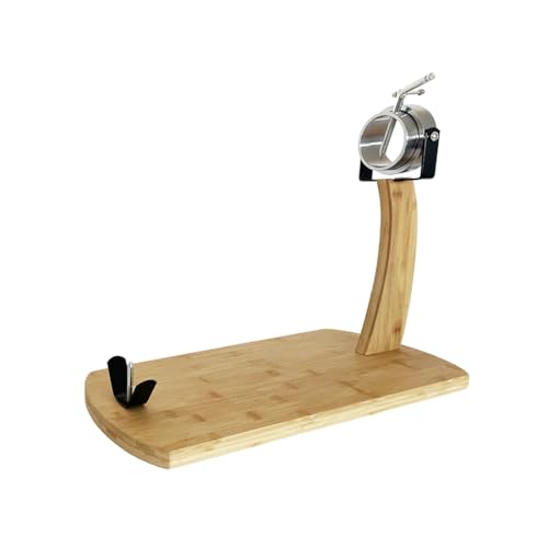 Acomoda Textil – Jamonero Profesional de Cabezal Giratorio Inoxidable, Estable, Resistente con Base Antideslizante. Soporte para Jamón y Paletilla 48x40x25 cm de Madera Ajustable.