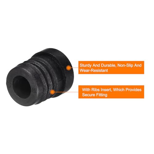 Image of uxcell 4Pcs Plastic Threaded Tube Inserts with M6 Thread, for 19mm /0.75 inch OD Round Tube, Adjustable Round Black Plastic Plug Caster Insert Chair End Caps Furniture Leg Plug