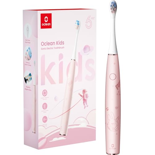 Oclean Cepillo De Dientes Eléctrico Sónico Para Niños, Cerdas Suaves Aptas Para Niños, Cepillado Ultra Silencioso, Temporizador Integrado De 2 Minutos, Impermeable Ipx7, Para Mayores De 5 Años (Rosa)