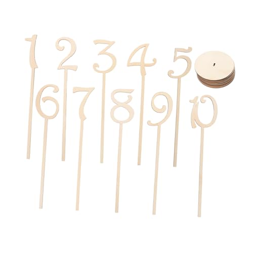 Garneck 10Pcs Wooden Table Numbers with Holder Base - 1-10 Sticks for Wedding Reception Rustic Table Number Signs for Events Parties and Catering Decor