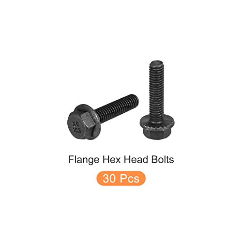 Image of METALLIXITY Flanged Hex Head Bolts (M6x25mm) 30pcs, Hexagon Serrated Flange Bolt Fully Thread Screw - for House Construction Hardware Fasteners