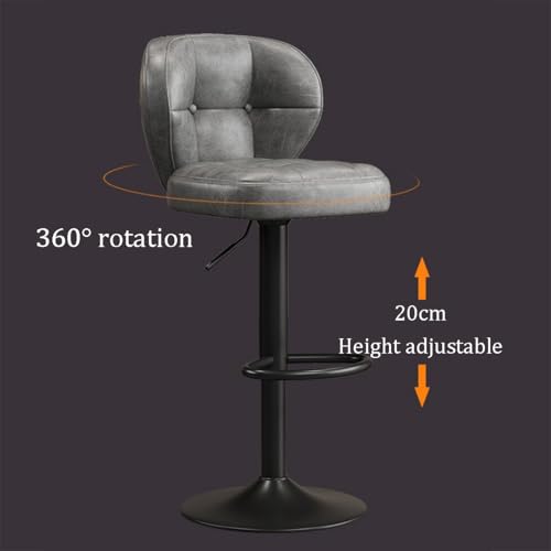 Tabourets de bar pivotants et réglables gris avec dossier confort - 6