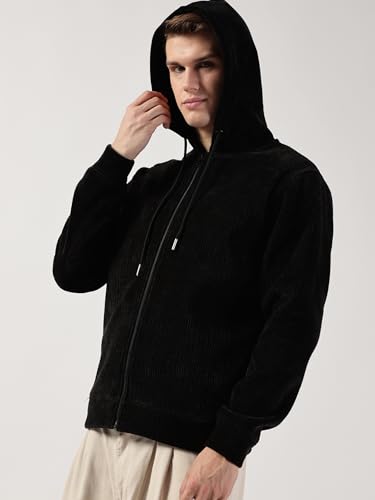 Image of Thomas Scott Men's | Solid | Full Sleeve | Regular Fit | Polyester Elastane | Hooded Collar | Zip Clouser | Hooded Jacket