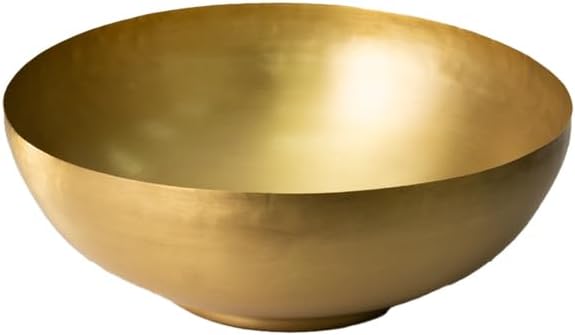Serene Spaces Living Antique Brass Decorative Bowl, Use as Metal Fruit Bowl, for Floating Candles, Flowers, Potpourri, Catchall for Entryway, Dining Table, Home Décor, 4.75" Tall & 12" Diameter