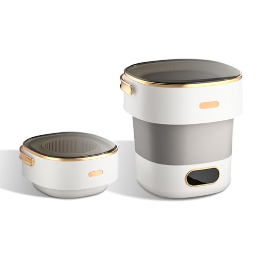 Portable Washing Machine, 16L 2KG Mini Foldable Washer and Spin Dryer With 3 Cleaning Modes, Laundry Machine for Underwear, Baby Clothes, and Small Item, for Camping, RV, Travel, Apartments, Dorm-Grey