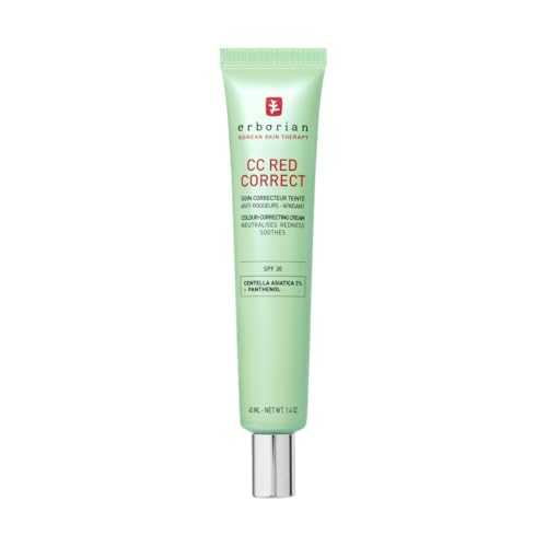 Erborian - CC Red Correct - Anti Redness Tinted Face Cream with Centella Asiatica Panthenol and Bisabolol - Green Neutralizing Shade with SPF 30 - Light Coverage - 40ml - Korean Cosmetic