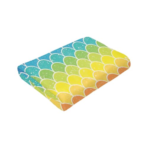 Couverture flanelle douce imprimé écailles arc-en-ciel pour lit - 8