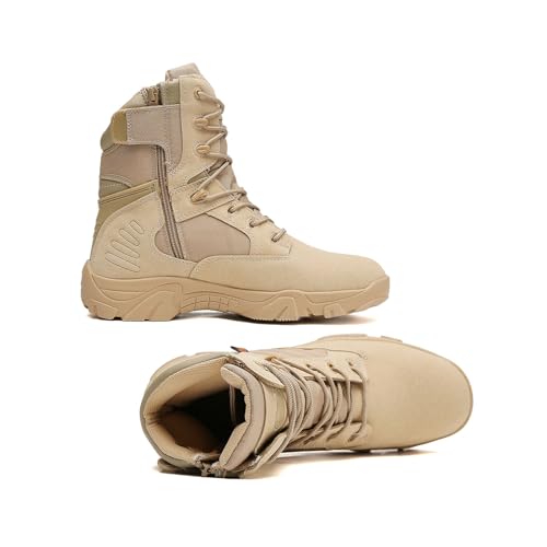 Kervaky Men's Tactical Boots side zipper Military Work Combat Boot Suede Leather Army Jungle Boots3