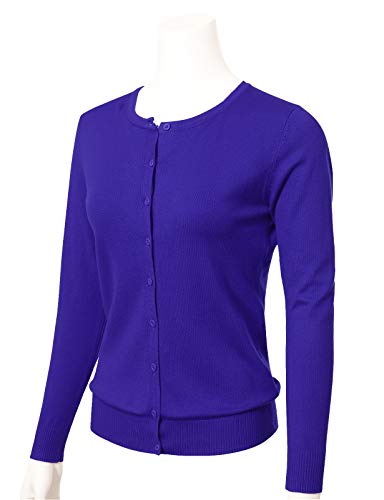 Image of Allsense Women's Long-Sleeve Crewneck Cardigan | Classic Button Down Sweater, Soft Fine Knit, Lightweight