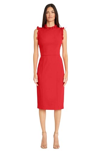 Image of Maggy London Womens Ruffle Neck and Armhole Sheath Dress
