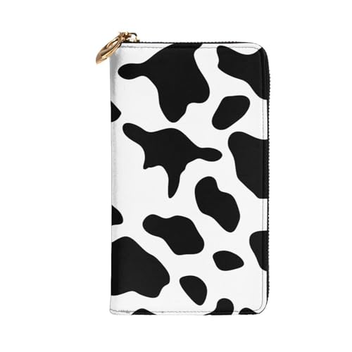 Black and White Cow Print Wallet for Men Women Long Purse Leather Clutch Large Business Handbag Travel Phone Holder Credit Card Holder Money Case with Zipper Leather Wallets Gift2