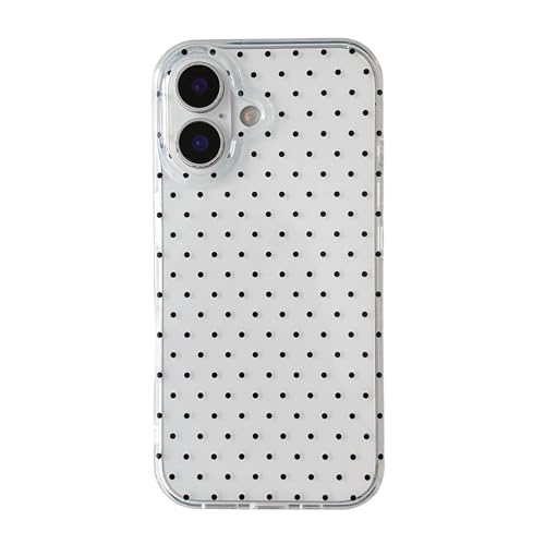 Coque iPhone 16 à pois transparent noir en silicone TPU