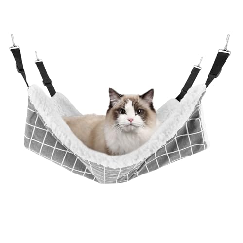 SAN LIKE Katzen Hängematte, Warm Kleintierbett Katzenhängematte mit verstellbaren Riemen für Katzen, kleine Hunde, Kaninchen oder Andere Haustiere,...