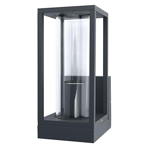 Osram Applique extérieure E27, aluminium, verre transparent, IP44, gris foncé, design rectangulaire, 140 x 110 x 245 mm, matériel de montage inclus