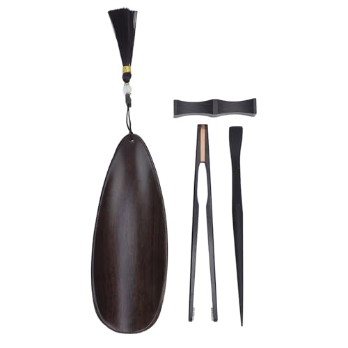 Tyenaza Tea Ceremony Accessories, Tea Ceremony Utensil Tools Set with Wooden Scoop Spoon Tea Clip Stand Elegant Tea Tools Blackwood