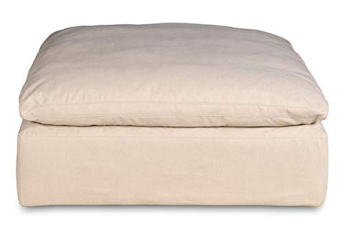 Sunset Trading Contemporary Puff Collection Slipcover Only For 5Pc L-Shaped Sectional Sofa With Ottoman | Modular Couch Fitted Cover | Stain-Proof Water-Resistant Washable Performance Fabric Tan #TOP3