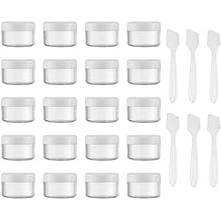 Macetas Ecologicas Con Botellas De Plastico Toureal 15ml Tarros de Plastico con Tapa (20 Piezas) Frascos Pequeños, Bote de Viaje para Crema, Cosmetica (Blanco)