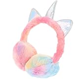 [ORFOFE] 可愛いユニコーンモチーフの耳当て 女の子用 軽量で暖かい冬の屋外保護アイテム おしゃれな耳カバー キッズ用防寒アクセサリー