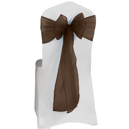 Elegant Event Essentials Lot de 100 nœuds de chaise en organza pour décoration de mariage, anniversaire, banquets et fêtes – Nœuds transparents, ruban...