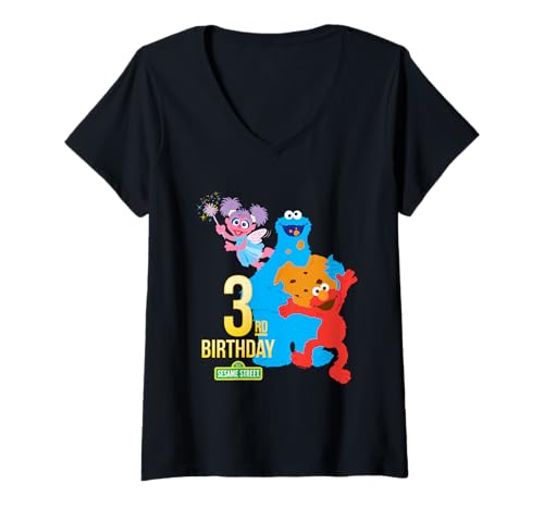 T-shirt Sésame Street 3 ans col v anti-irritation pour peau sensible en fête