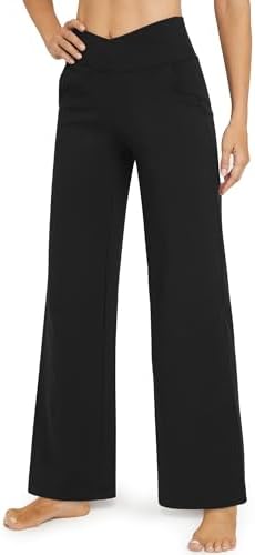 G4Free Petite/Regular/Tall Women Wide Leg Yoga Pants with Pockets Dress Pants Loose Casual Work Trouser Lounge Pants
