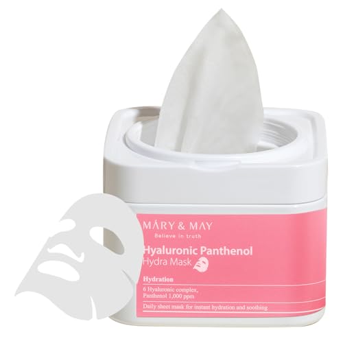 Mary&May Hyaluronic Panthenol Hydra Mask - Mascarilla De Hoja Diaria Para Hidratación Intensa Y Calma - Cuidado De La Piel Coreano, Hipoalergénica Y Libre De Crueldad, 30 Hojas