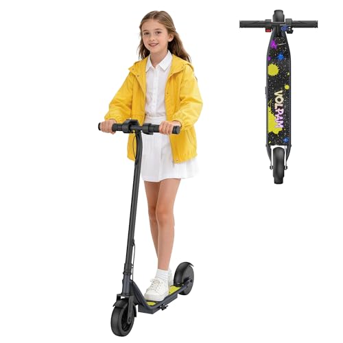 Image of VOLPAM Kids Electric Scooter for Aged 3-8-12, 80W /250W Brushless Motor, 5 /10 mph Max Speed, 3.5 /6.5 inch Solid Tire, 5-10 Mile Max Range