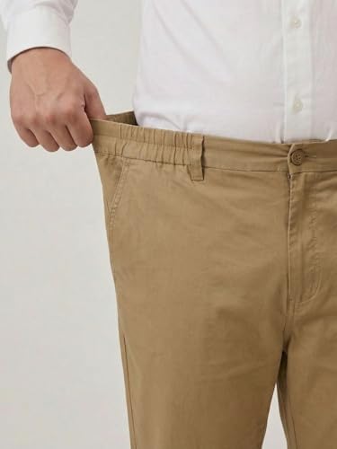 Image of Plus Size Men Stretchable Chino Pants Pure Cotton Casual Trousers for Men