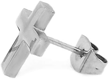Simple Stainless Steel Silver Cross Stud Religious Post Earrings (1/2 Inch) - Image 3