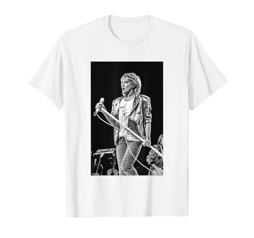 Rod Stewart Live Mic Stand Pose Faces By Allan Ballard T-Shirt