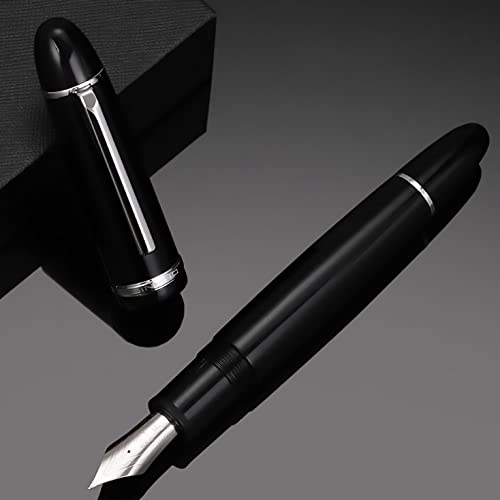 Image of Jinhao X159 Fountain Pen #8 Medium Nib, Black with Silver Clip Acrylic Big Size Writing Pen