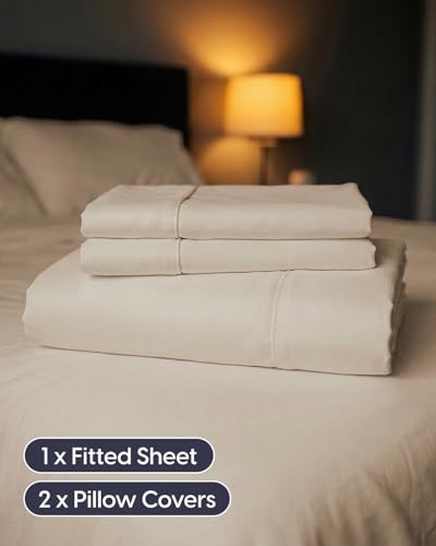 Image of Sleepy Town Cal King Size Bed Sheets - 3 Piece - NO Flat Sheet Included - California King Sheet Set - Soft, Comfy & Cooling - Easy Care - Wrinkle & Fade Free - Brushed Microfiber Bed Sheets (Cream)