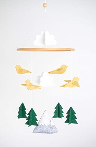 Baby Crib Mobile by Cheeky Owl - Beige Woodland Mobile for Nursery Decor and Ceiling Decoration, Woodland Baby Mobile for Crib Boy and Girl Gender Neutral Baby Nursery Decorations Handmade Mobile Crib