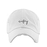 Wifey Vintage Baseball Cap Embroidered Cotton Adjustable Distressed Dad Hat White