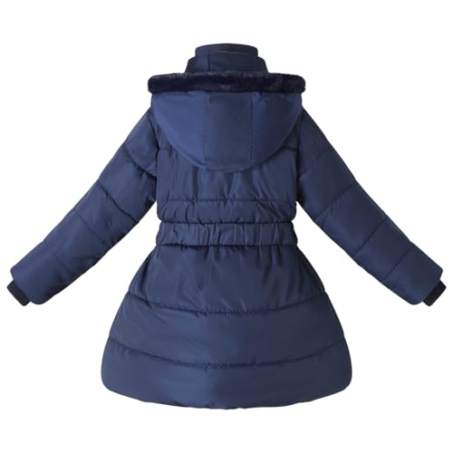 Kids Winter Girls Coats Fleece Padded Fur Collar Hooded Puffer Jackets Clothes2