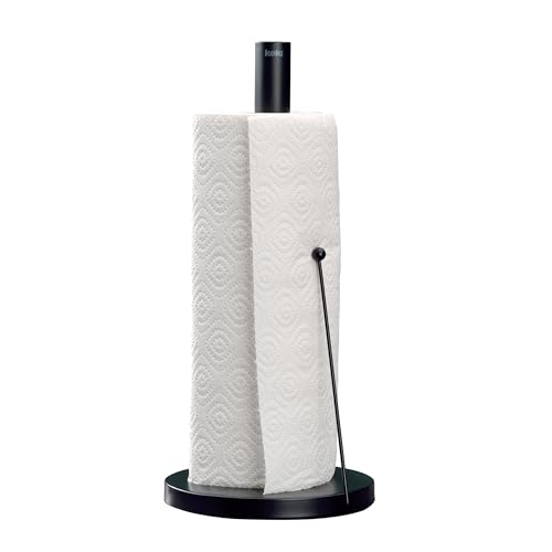 kela Porte-Rouleau de Cuisine Noir Mat, également pour Rouleaux épais, Porte-Rouleau de Papier Vertical Hauteur 33,5 cm, Rollo, métal