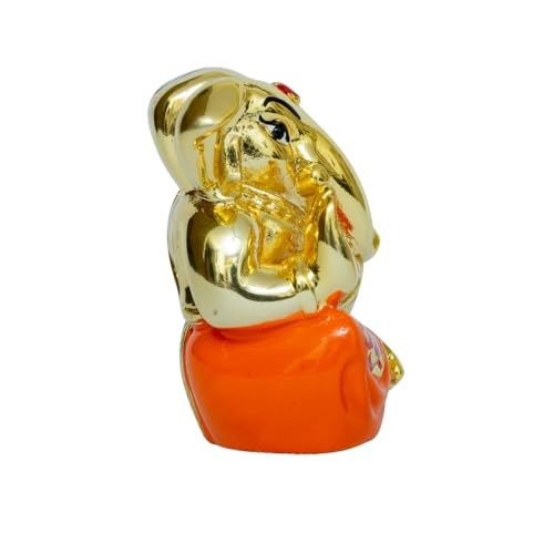 Image of Gold Plated Shubh Labh Ganesha Idol | Perfect for Car Dashboard, Home & Office |Auspicious Gift | Prosperity & Good Fortune| Vastu Blessings | Height 1.5 Inch