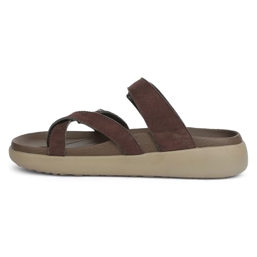 Image of Liberty Healers VAL-37E Slippers for Men - Black & Brown Faux Suede Slip-On Casual Slippers | Soft Cushioned Footbed, Lightweight Everyday Footwear for Home, Daily, Indoor & Casual Wear