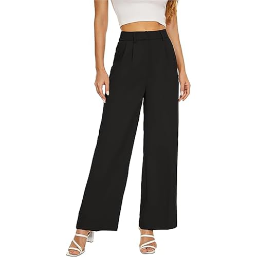 La mejor selección de Pantalones para Dama de esta semana. 48 JIUS@FF Pantalones Anchos para Mujer, Pantalones De Cintura Alta, Casual Holgado con Bolsillos
