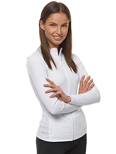 Foto von OZONEE Damen Sportjacke Sweatjacke Trainingsjacke Laufjacke Übergangsjacke Sport Jacke Joggen Übergang Jacken Stehkragen ohne Kapuze Leichte Outdoor Jacket JS/HD152 WEIẞ L