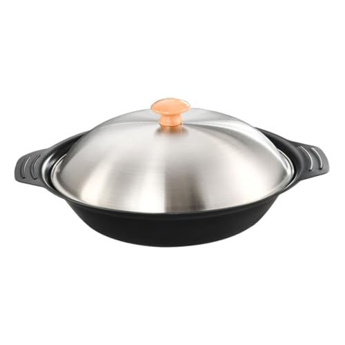 FUNOMOCYA Double Handle Iron Wok Non-stick Cooking Pan Portable Metal Wok for Household Safe Double Handle Cooking Pot Versatile Kitchen Accessory