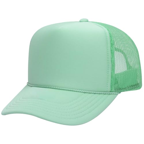 Joe's USA OTTO Foam Trucker Hats - Customizable 5-Panel High Crown Mesh Back Caps-1PK - Seafoam Green