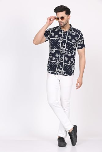 Image of CVC Fashion Men's Printed Button-Down Shirt - Aesthetic Regular Fit Half Sleeve Casual Shirt for Men, Ideal for Summer & Beach Wear