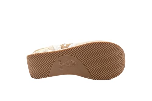 VOLATILE Womens Beckett Rhinestone Metallic Platform Lace Up Sneakers Shoes Casual - Beige, Gold4